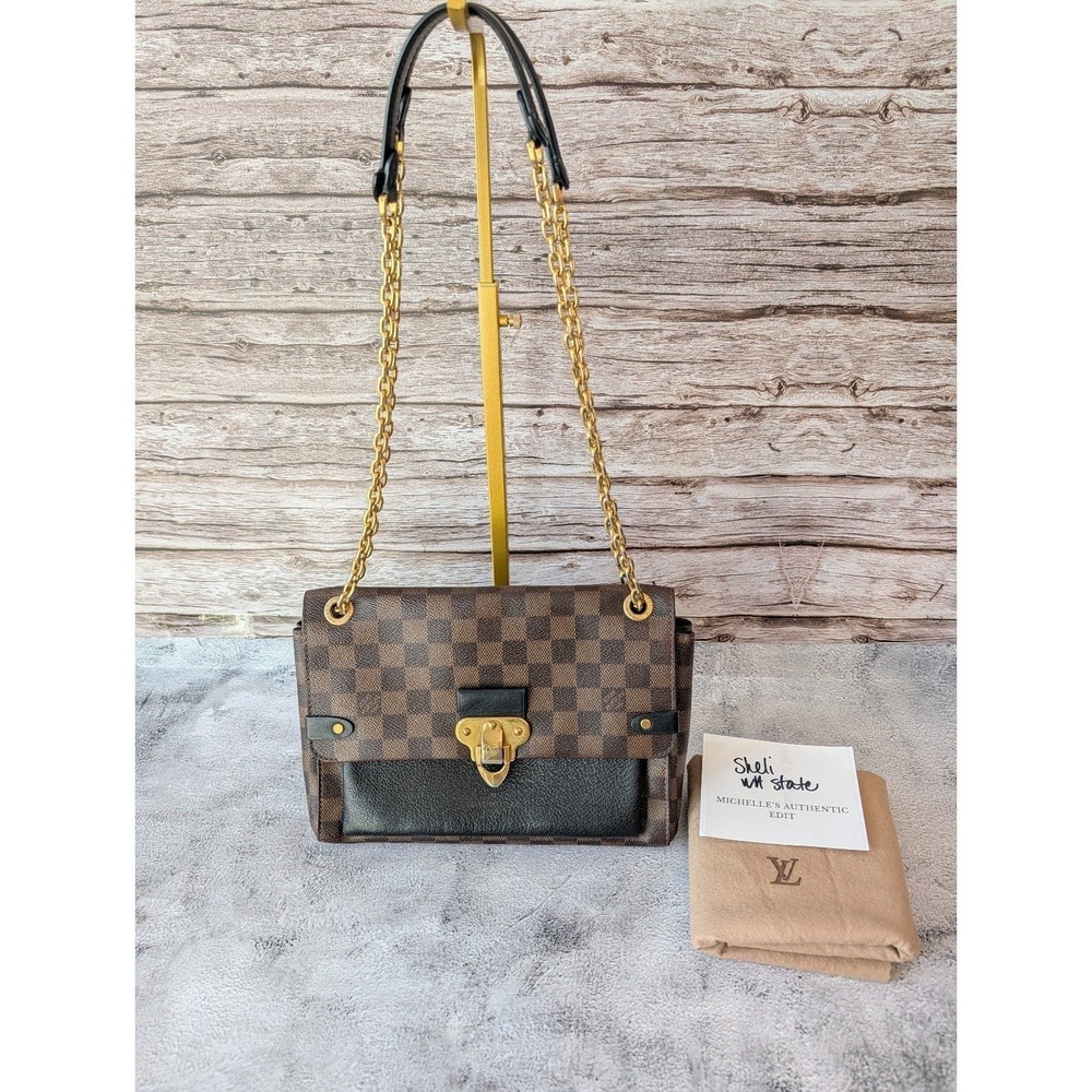 Authentic Louis Vuitton Damier Ebene Vavin crossbody shoulder chain bag